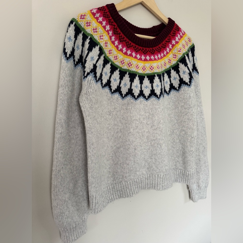 Marine Layer ML x LF Lost & Found Alpine Fair Isle Sweater Light Heather Grey - Picture 3 of 8